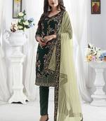 Green Velvet Pakistani Salwar Kameez