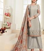 Grey Chiffon Pakistani Salwar Kameez
