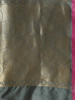 Grey woven silk blend saree with blouse 4
