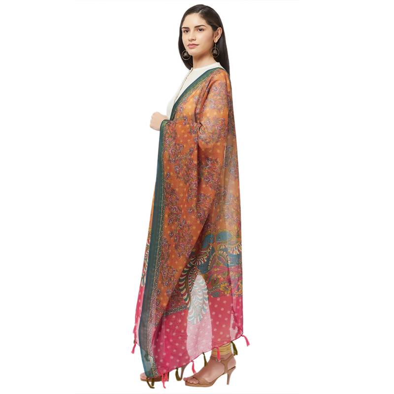 Kalamkari print mustard color dupatta FASERZ 3236173