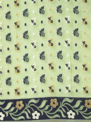 Green Woven Cotton Silk Saree With Blouse 3