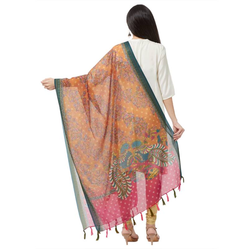Kalamkari print mustard color dupatta FASERZ 3236173