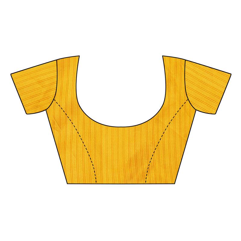 White And Yellow Printed art silk Indian Style Saree With Blouse Piece