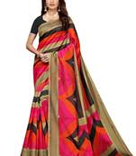Multi Color Printed art silk Indian Style Saree With Blouse Piece