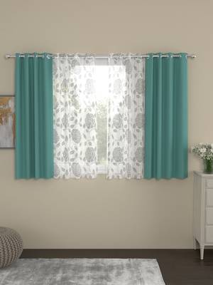 ROSARA HOME Erba Belle Pack of 4 Window Curtains 1