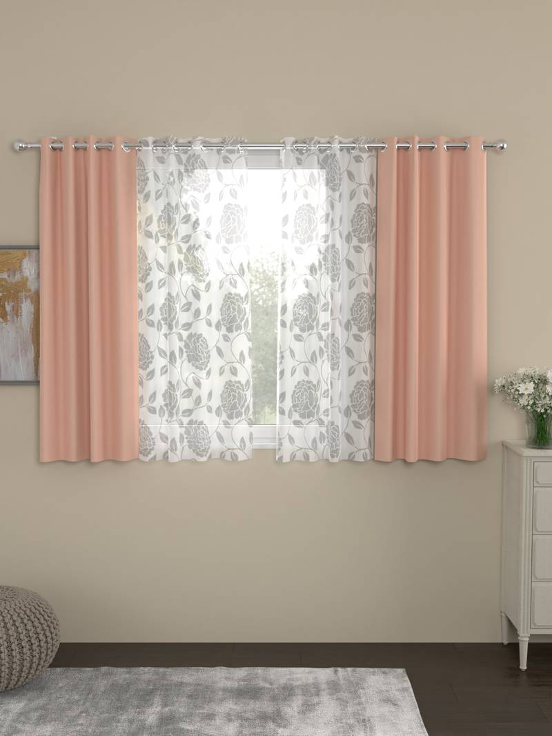 ROSARA HOME Erba Belle Pack of 4 Window Curtains