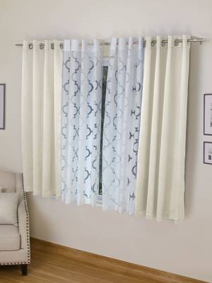 ROSARA HOME Erba Bruno Pack of 4 Window Curtains 1