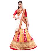 Off-White Embroidered Net Semi Stitched Lehenga