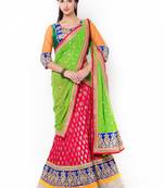 Blue Embroidered Net Semi Stitched Lehenga