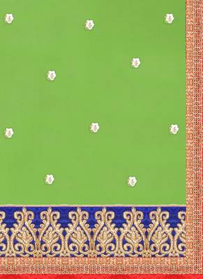 Blue Embroidered Net Semi Stitched Lehenga 4