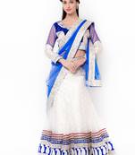 Off-White Embroidered Net Semi Stitched Lehenga