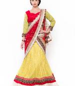 Off-White Embroidered Net Semi Stitched Lehenga
