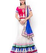 Off-White Embroidered Net Semi Stitched Lehenga