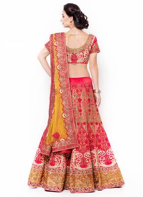 Red Embroidered Silk Semi Stitched Lehenga 3