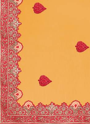Red Embroidered Silk Semi Stitched Lehenga 4