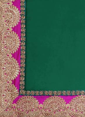 Green Embroidered Net Semi Stitched Lehenga 4
