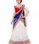 Off-White Embroidered Net Semi Stitched Lehenga