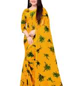 Yellow printed georgette saree with blouse