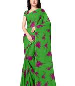 Green printed georgette saree with blouse