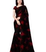 Black printed georgette saree with blouse