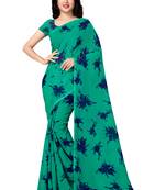 Blue printed georgette saree with blouse