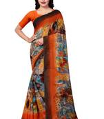 Multicolor printed georgette saree with blouse
