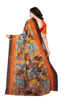 Multicolor printed georgette saree with blouse 2