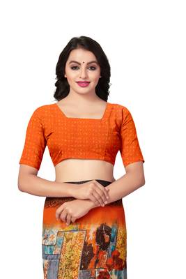 Multicolor printed georgette saree with blouse 5