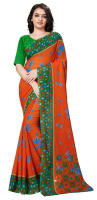 Multicolor printed georgette saree with blouse 1