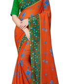 Multicolor printed georgette saree with blouse