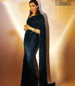 Black embroidered georgette saree with blouse