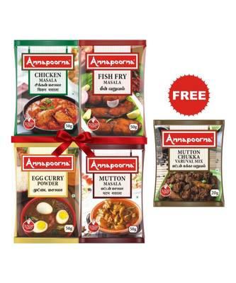 Annapoorna Mutton Masala, Chicken Masala, Fish Fry Masala, Egg Masala and Mutton Chukka Masala (Combo of 5) 4
