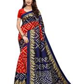 Red Printed art silk Indian Style Saree With Blouse Piece