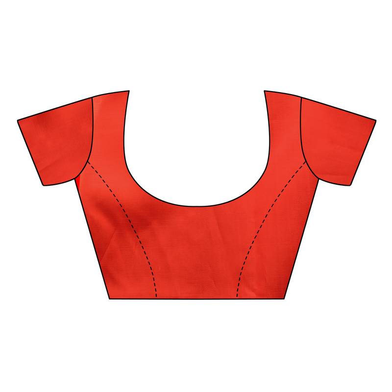 Red Printed art silk Indian Style Saree With Blouse Piece