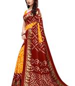 Yellow Printed art silk Indian Style Saree With Blouse Piece