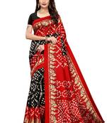 Black Printed art silk Indian Style Saree With Blouse Piece