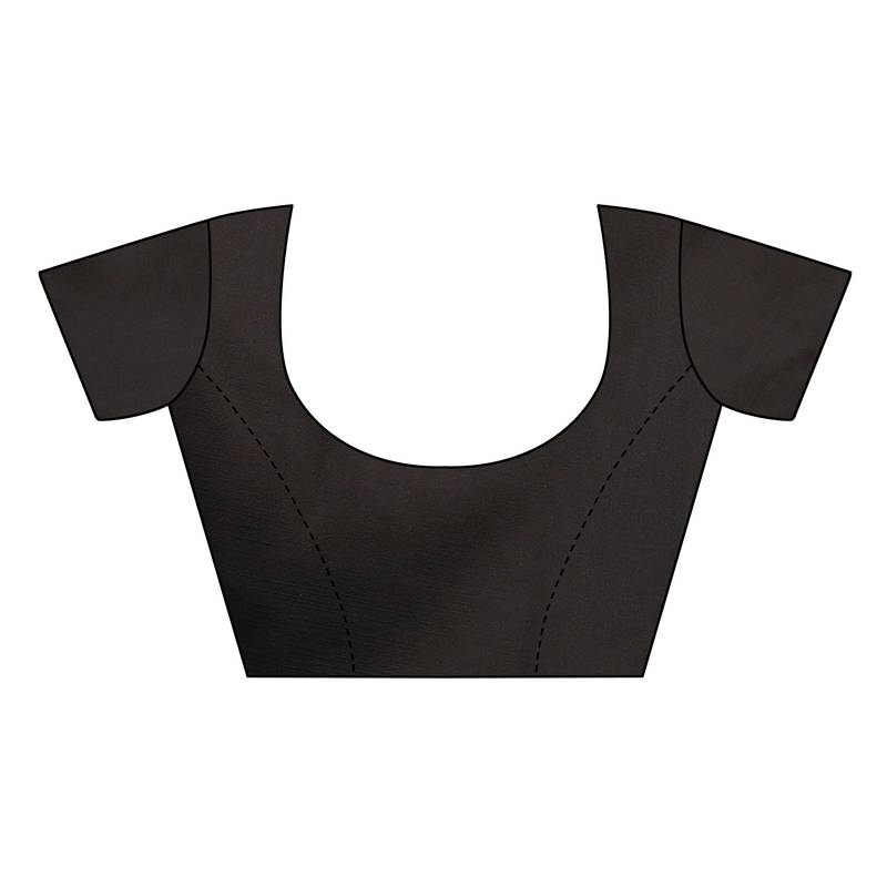 Black Printed art silk Indian Style Saree With Blouse Piece