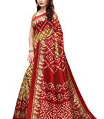 Beige Printed art silk Indian Style Saree With Blouse Piece
