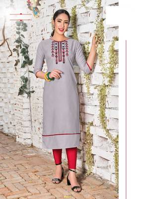 Silver Cotton Stitched Embroideri Kuri For Summer 1