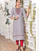 Silver Cotton Stitched Embroideri Kuri For Summer