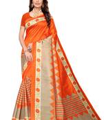 Orange Printed art silk Indian Style Saree With Blouse Piece