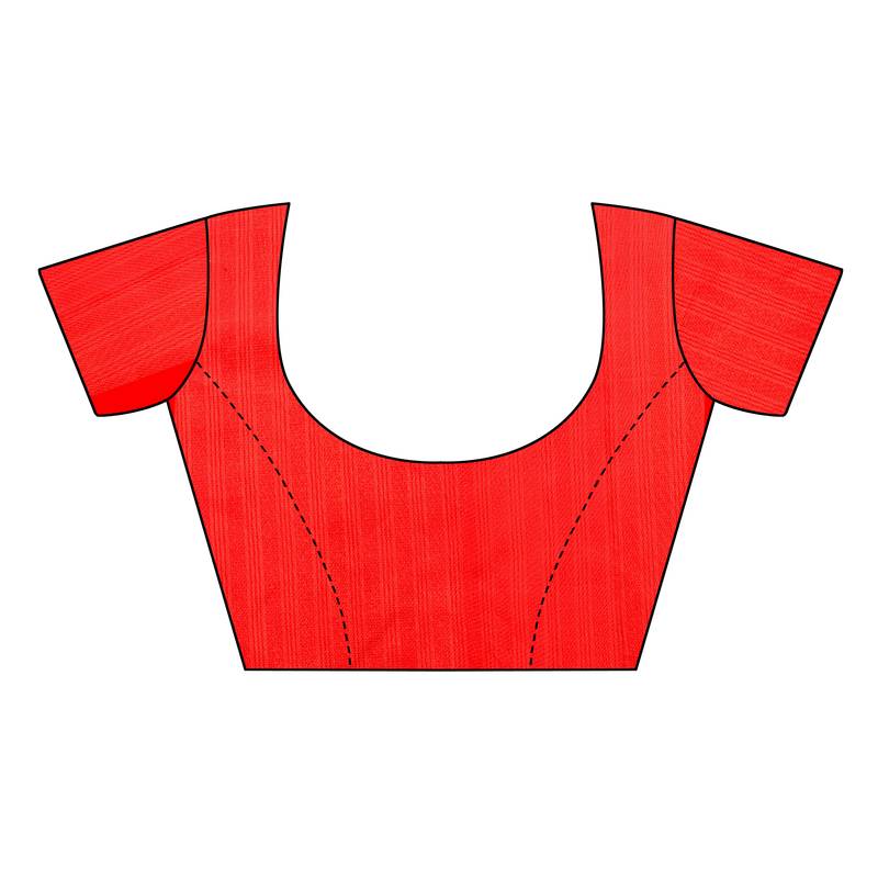 Red Printed art silk Indian Style Saree With Blouse Piece