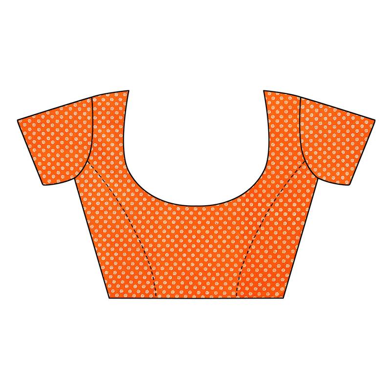 Orange Printed art silk Indian Style Saree With Blouse Piece