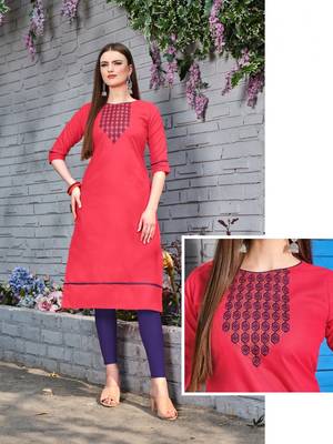 Pink Cotton Stitched Embroideri Kuri For Summer 1