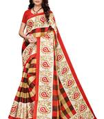 Multi Color Printed art silk Indian Style Saree With Blouse Piece