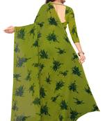 Green printed georgette saree with blouse