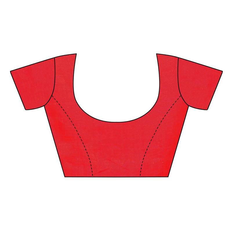 White Printed art silk Indian Style Saree With Blouse Piece