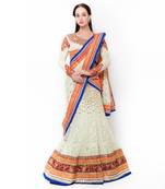 Off-White Embroidered Net Semi Stitched Lehenga