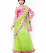 Light-Green Embroidered Net Semi Stitched Lehenga