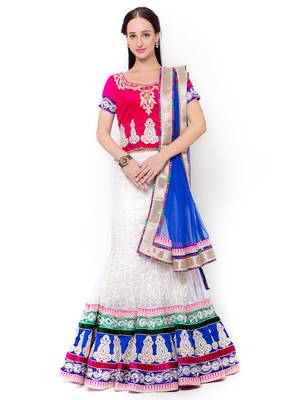 Off-White Embroidered Net Semi Stitched Lehenga 1